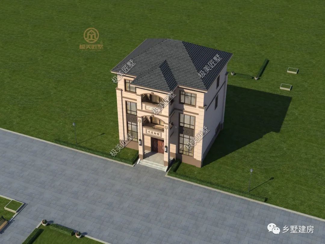 12X10米，对称设计的中式别墅，小开间也能有大气豪宅感