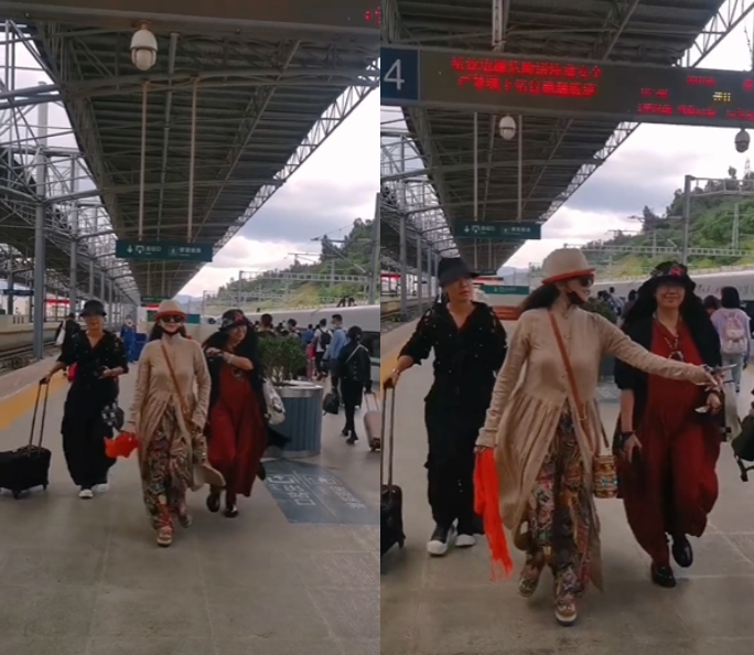 杨丽萍|杨丽萍坐高铁手舞足蹈!走路霸气裙摆飞扬,过于低调无一人认出