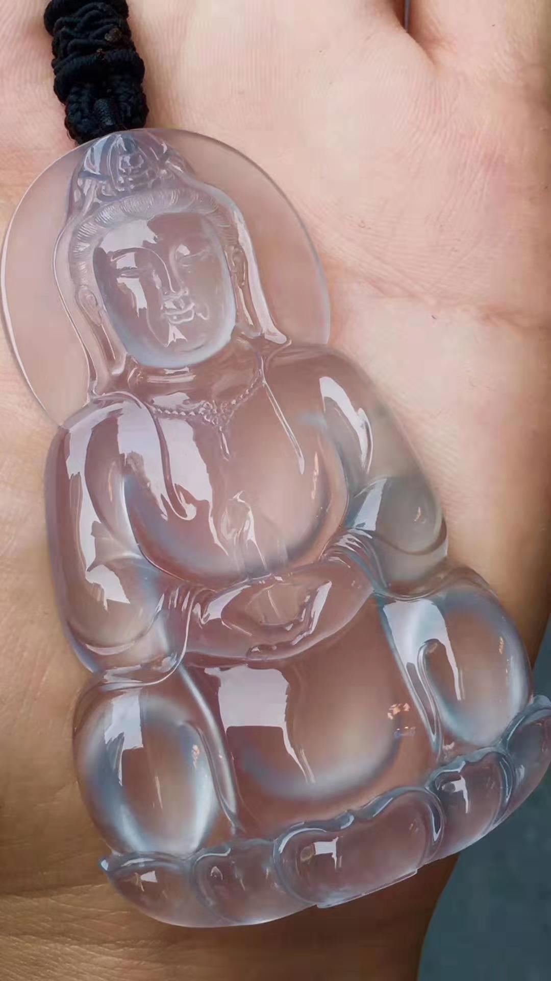 光绪元宝|玻璃种帝王绿再配2700颗流光蛋面，这翡翠“观音王”非她莫属了！