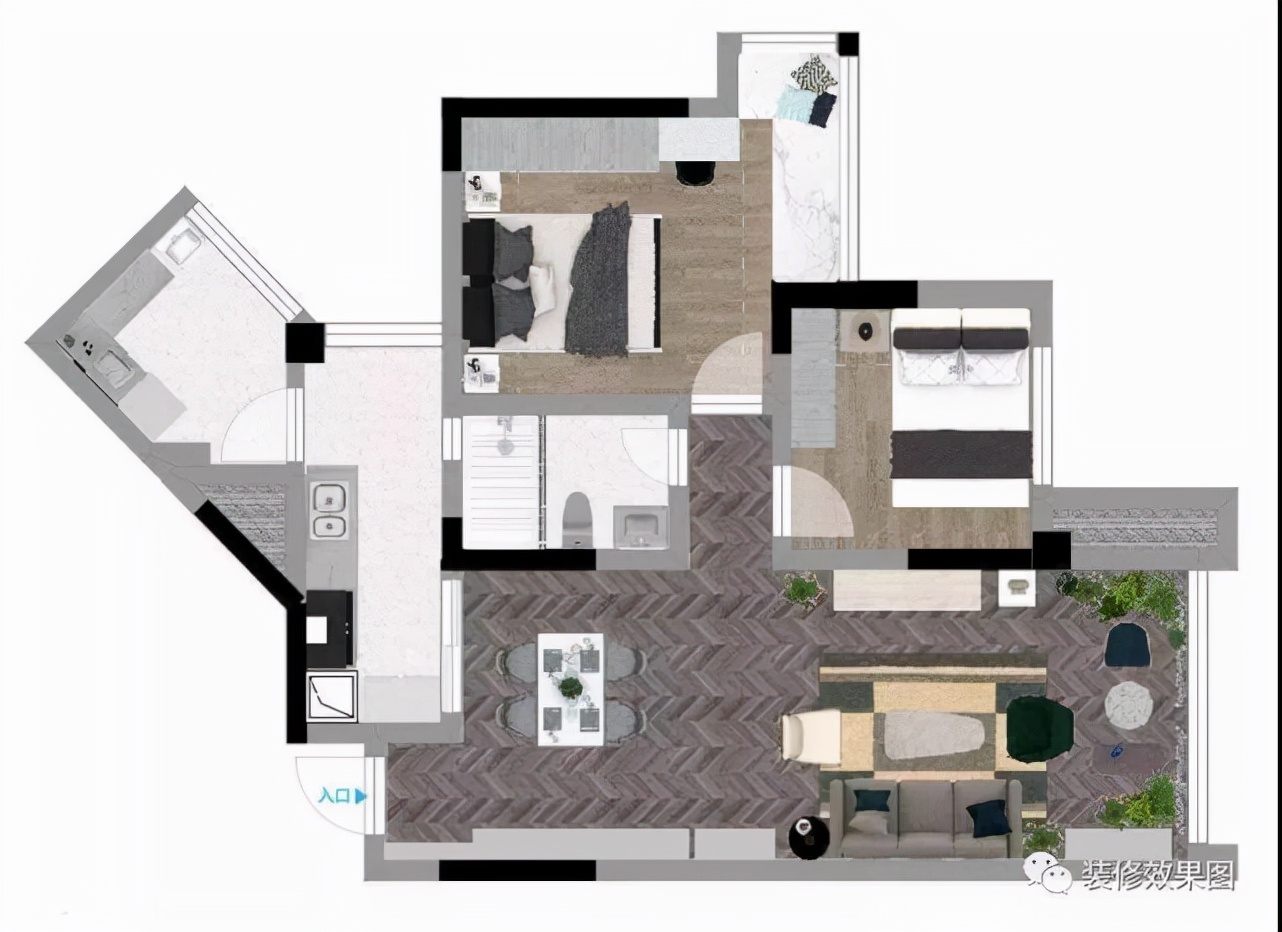 100平法式风二居室俏皮、跳脱，惬意与浪漫的气息呼之欲出