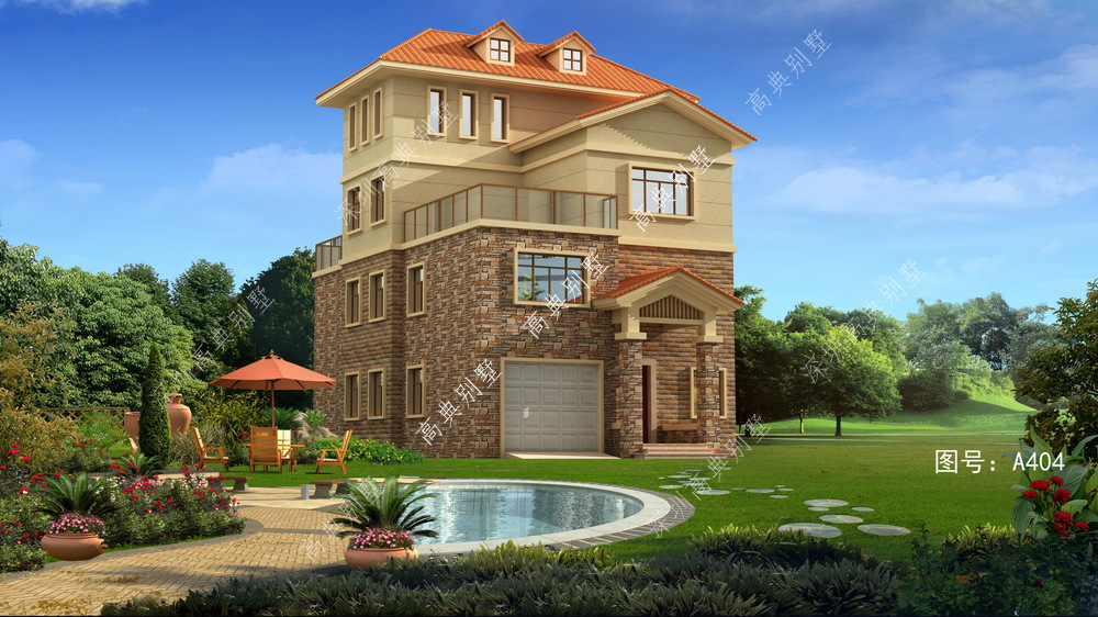 这款欧式别墅户型,室内功能设计齐全,外观美观,适合农村自建。