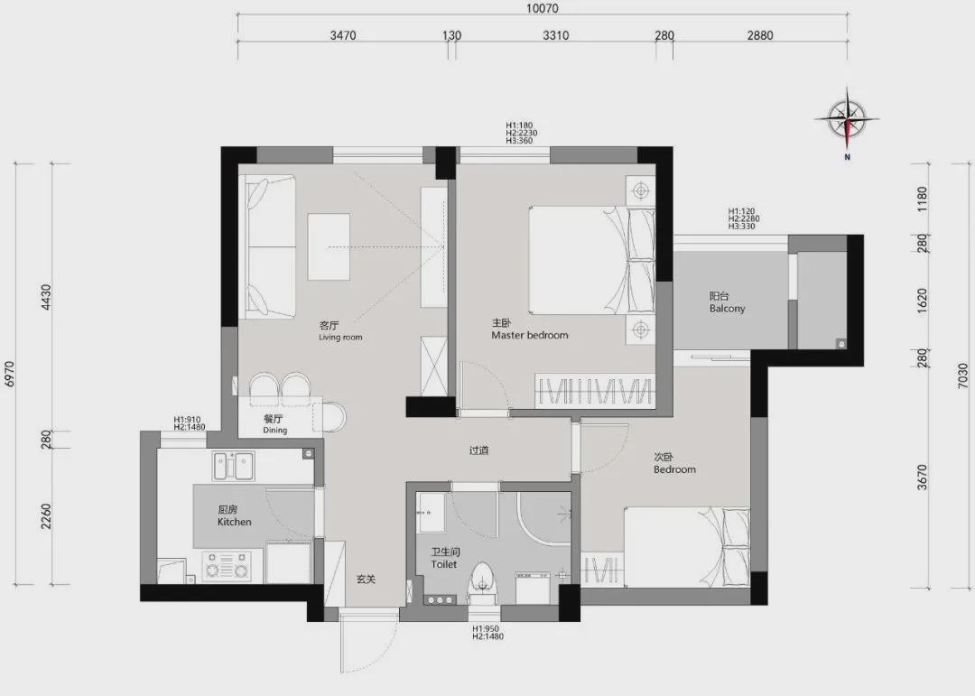 虽只75㎡三口之家，却拥有两间卧室+一个书房，我看出了豪宅样子