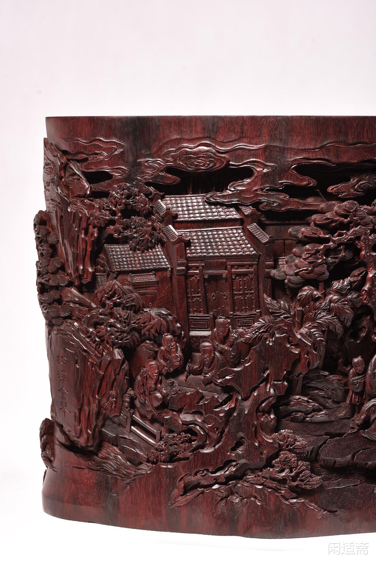 小叶紫檀|古意隽永，小叶紫檀，西园雅集，文房大笔海