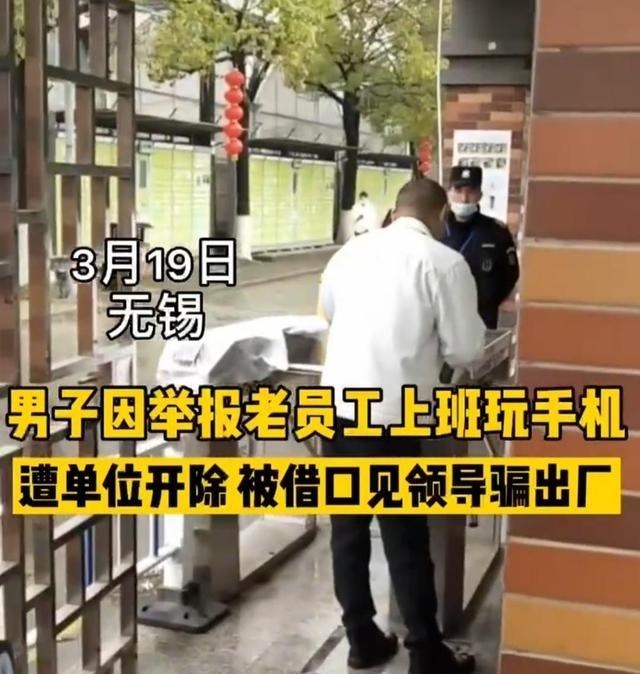 贯丹萱 江苏无锡：男子举报老员工上班睡觉玩手机不工作，自己被工厂开除