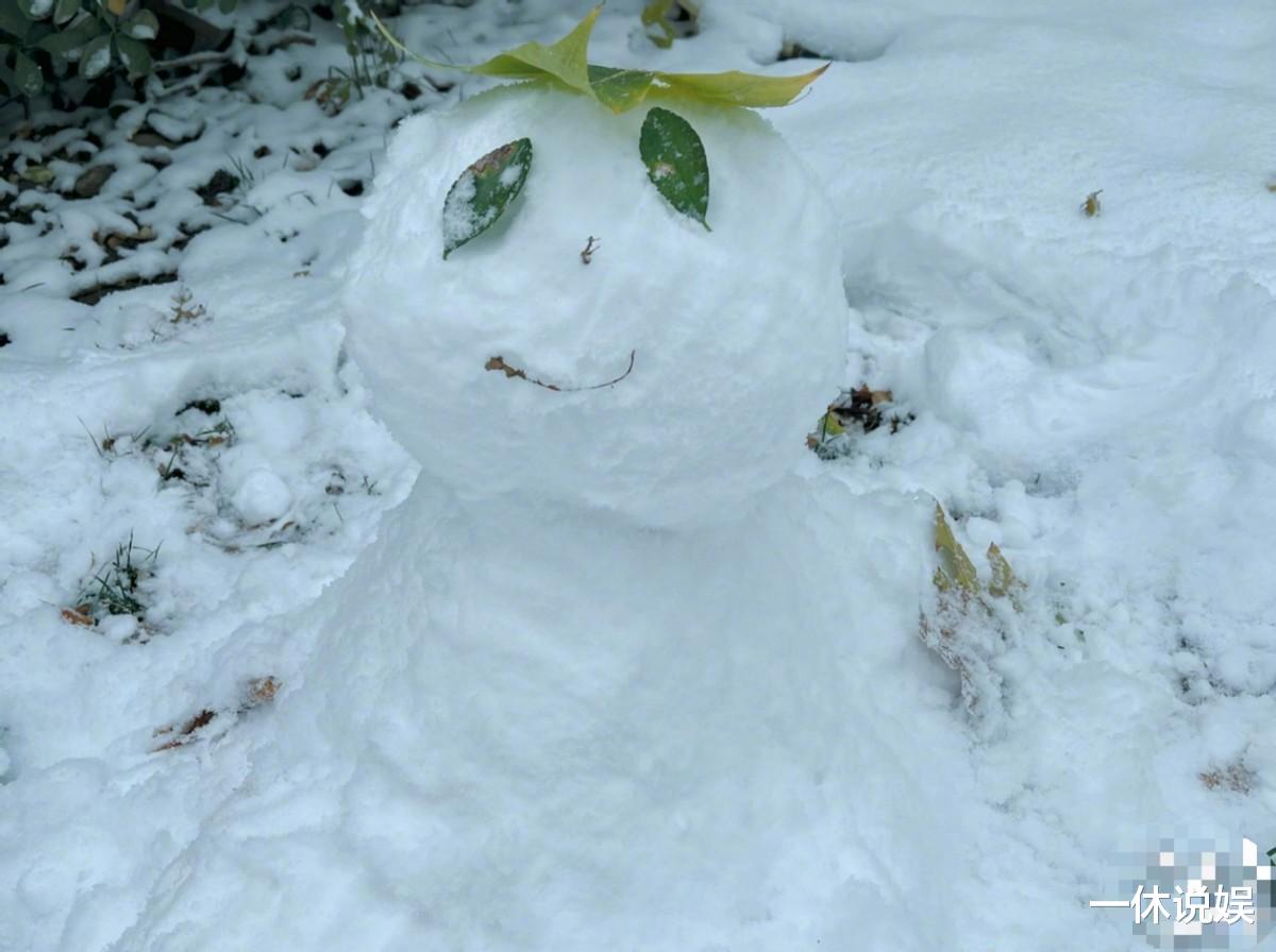 白百何|白百何懒理“二胎”风波，和儿子在小区堆雪人，母子两人笑得开怀