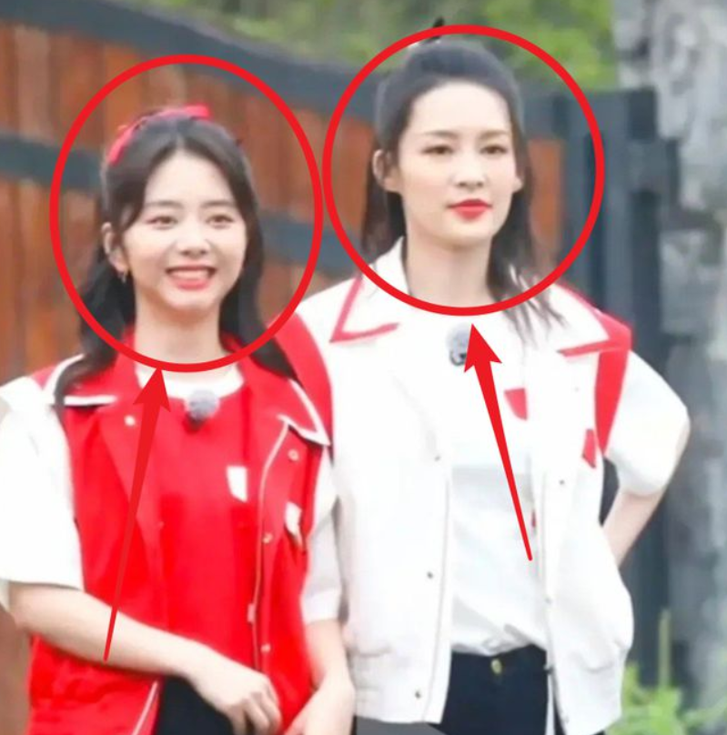 谭松韵|《奔跑吧》谭松韵和杨颖同框，差距一目了然，确定两人只差一岁？