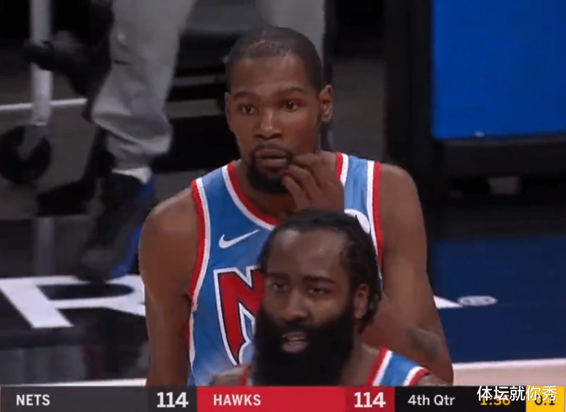 詹姆斯·哈登|默契！仅剩4秒还要强打，2米06壮汉硬吃哈登，3秒后KD看不下去了