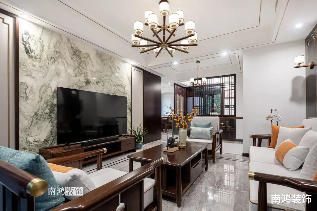 |对称、留白、方圆,204㎡新中式设计,勾勒古典雅致的国风神韵