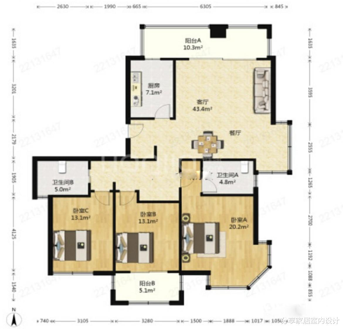 她家小三房，不豪华但很实用，全屋定制的柜子非常满意，分享一下