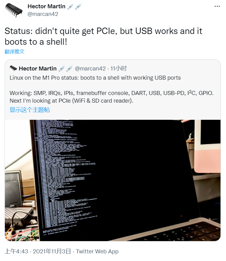 MacBook Pro|大神在苹果M1 Pro设备上运行Linux：可玩更多游戏了？