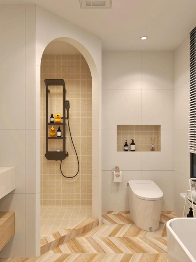 |5平卫生间有亮点黑色花洒高颜值又实用!