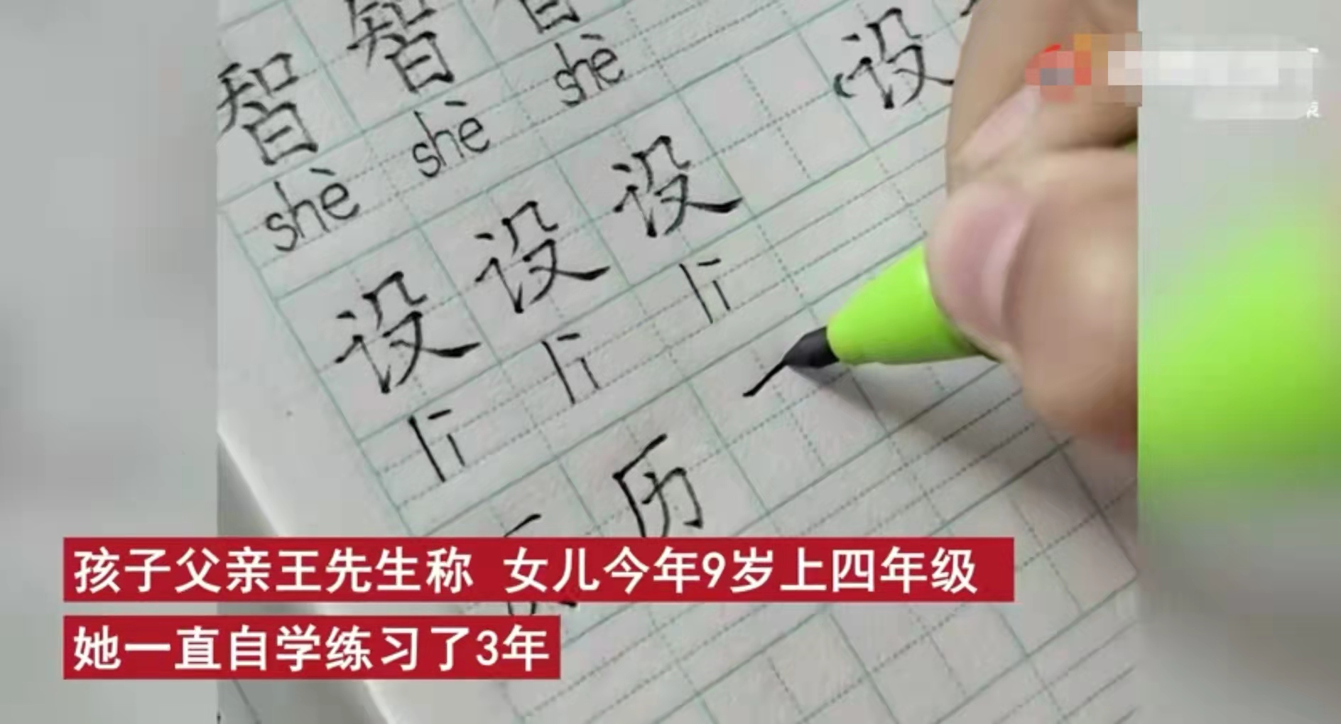 大树说教育|9岁女孩因“字体”走红,练字3年宛如印刷体,老师看了不忍扣分