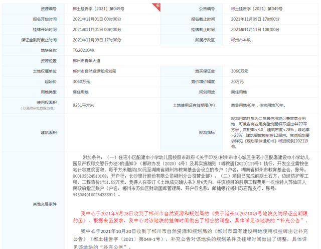郴州|3060万元！郴州南塔青年大道旁这个地块顺利出让