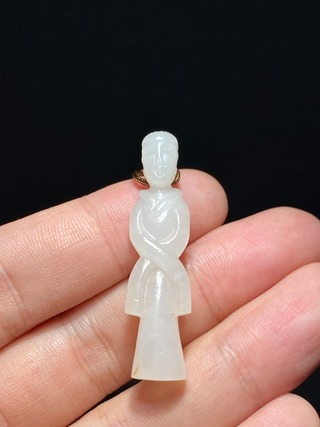 和田玉籽料|明以前 熟坑 和田玉籽料 羊脂白玉 玉人 挂件