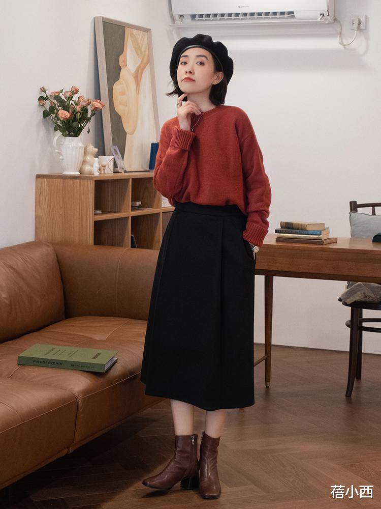 蓓小西 梨形身材女生秋冬必备3件套，针织衫、半身裙、大衣，帮你选好了