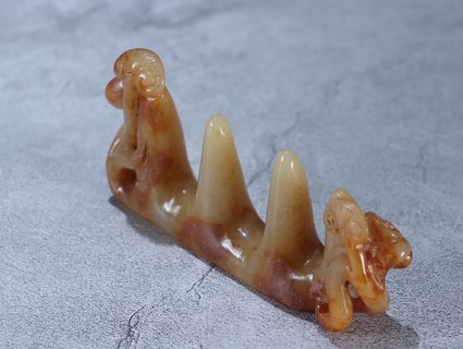 和田玉籽料|和田玉籽料子母瑞兽摆件