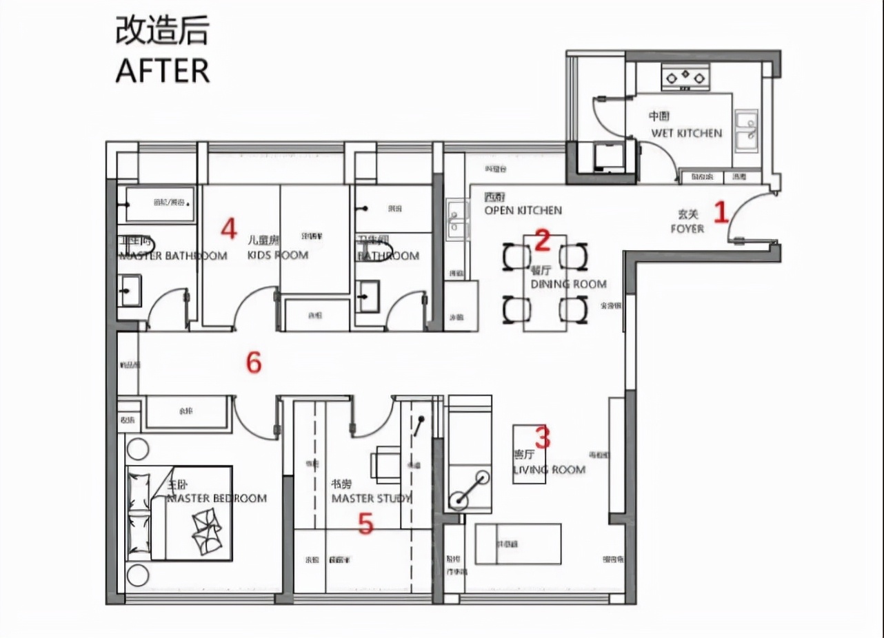 98平现代三居室,玻璃代替墙、走廊变身衣帽间