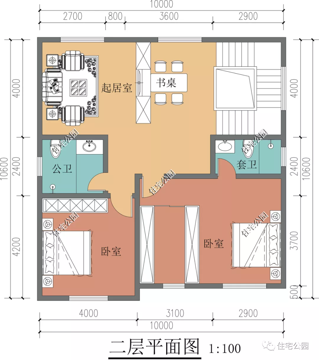 美式|10×11米美式住宅，3室2厅舒适格局，度过温馨每一天