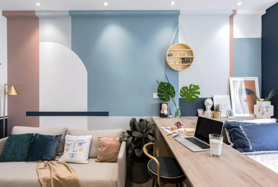 设计师|米灰色用于餐厅墙面,表现一种温和的、雅致的整体氛围