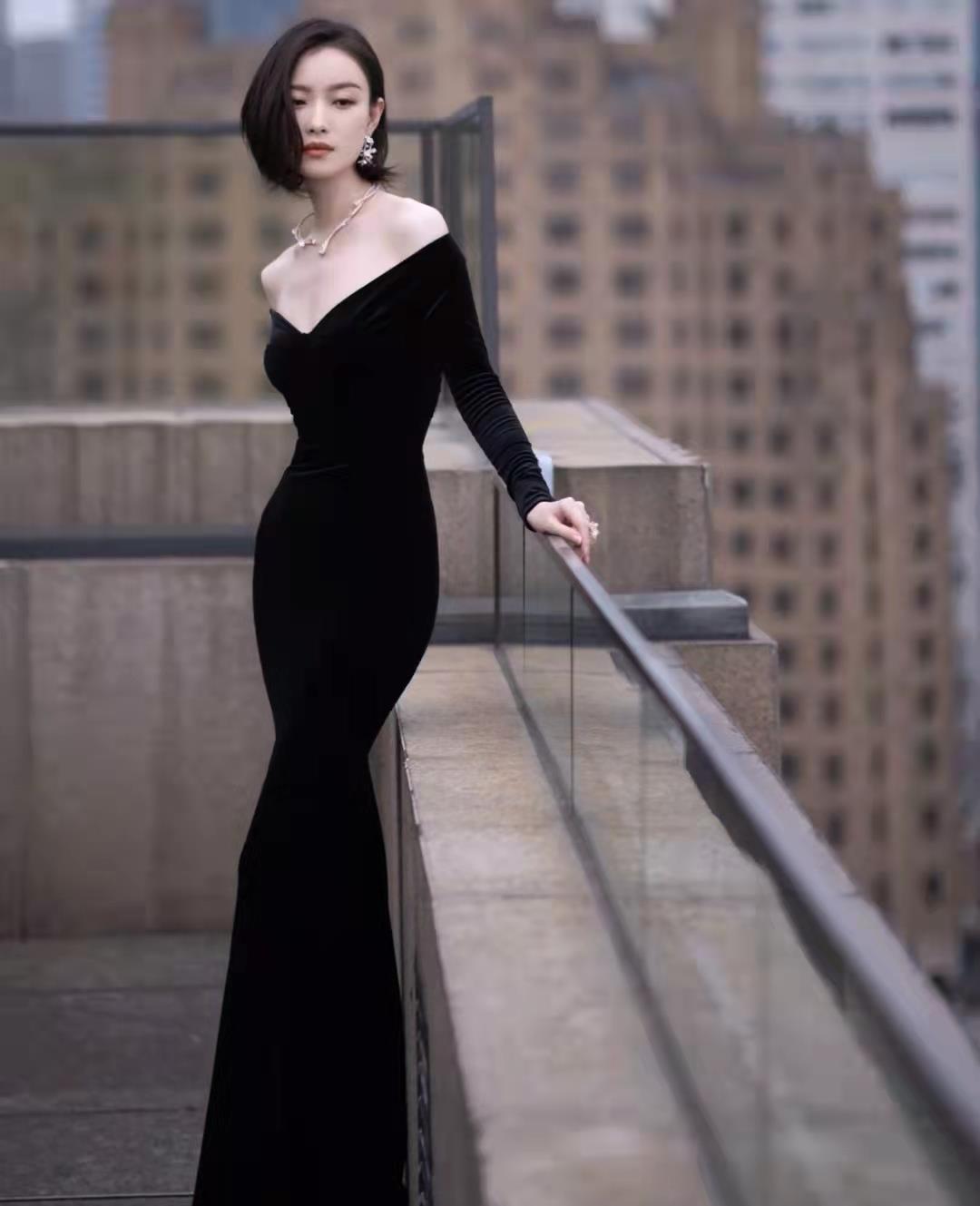 赵丽颖|倪妮太敢穿了，一字肩低胸裙、深V裙，高贵优雅显气场