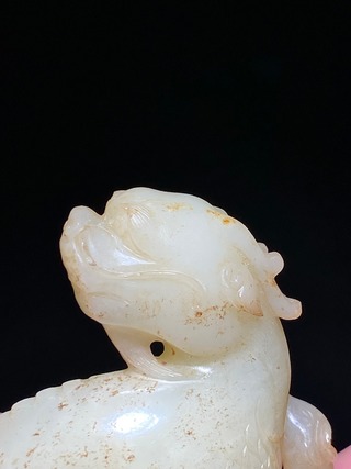 乾隆|清乾隆 和田玉籽料 白玉 麒麟生牛 摆件 把件