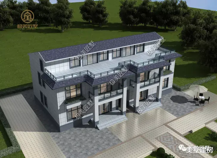 现代风格双拼别墅，三层楼设计，简单大方，设计感十足!