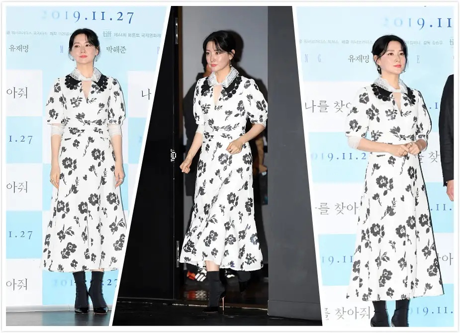 全球时尚号|“大长今”李英爱不显老，穿印花长裙如少女一般，“婴儿肌”抢镜
