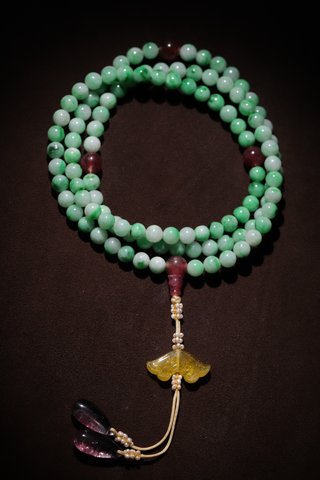 翡翠|老翡翠一百零八佛珠手持