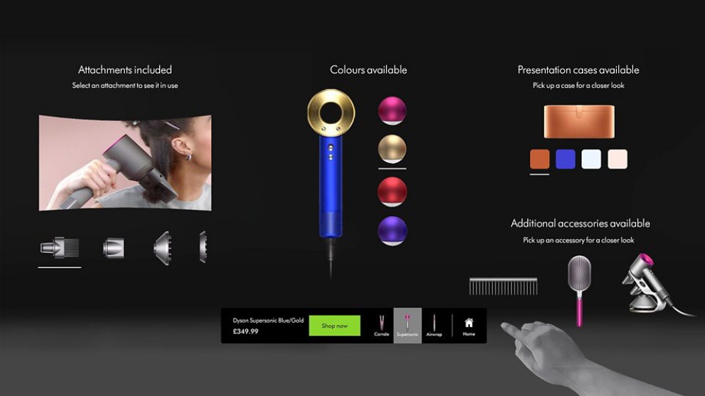 Dyson通过虚拟实镜头戴装置，让使用者体验其产品
