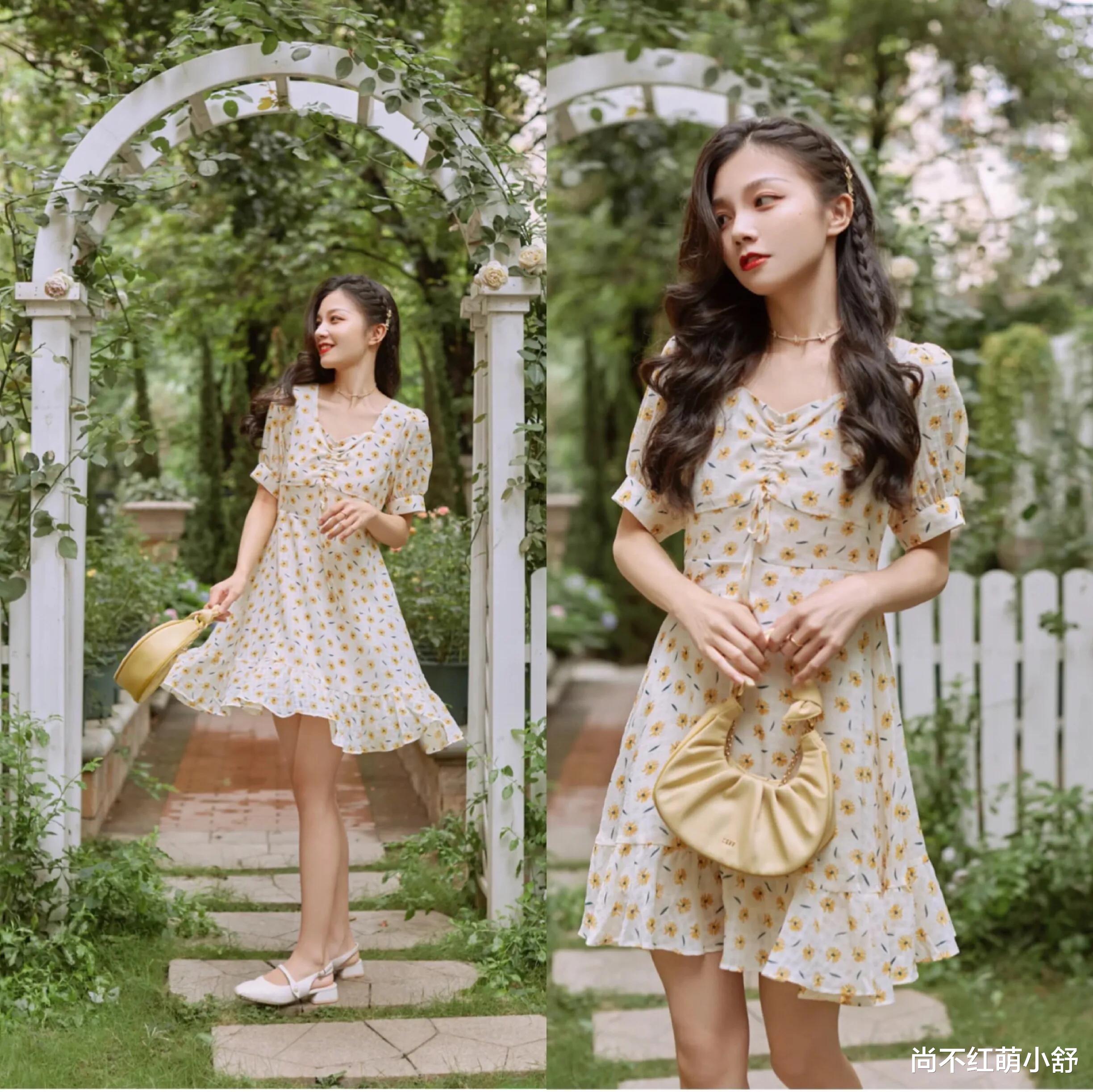 尚不红萌小舒|女人还是穿裙装优雅,今年流行的“碎花裙”,优雅清爽还具有气质