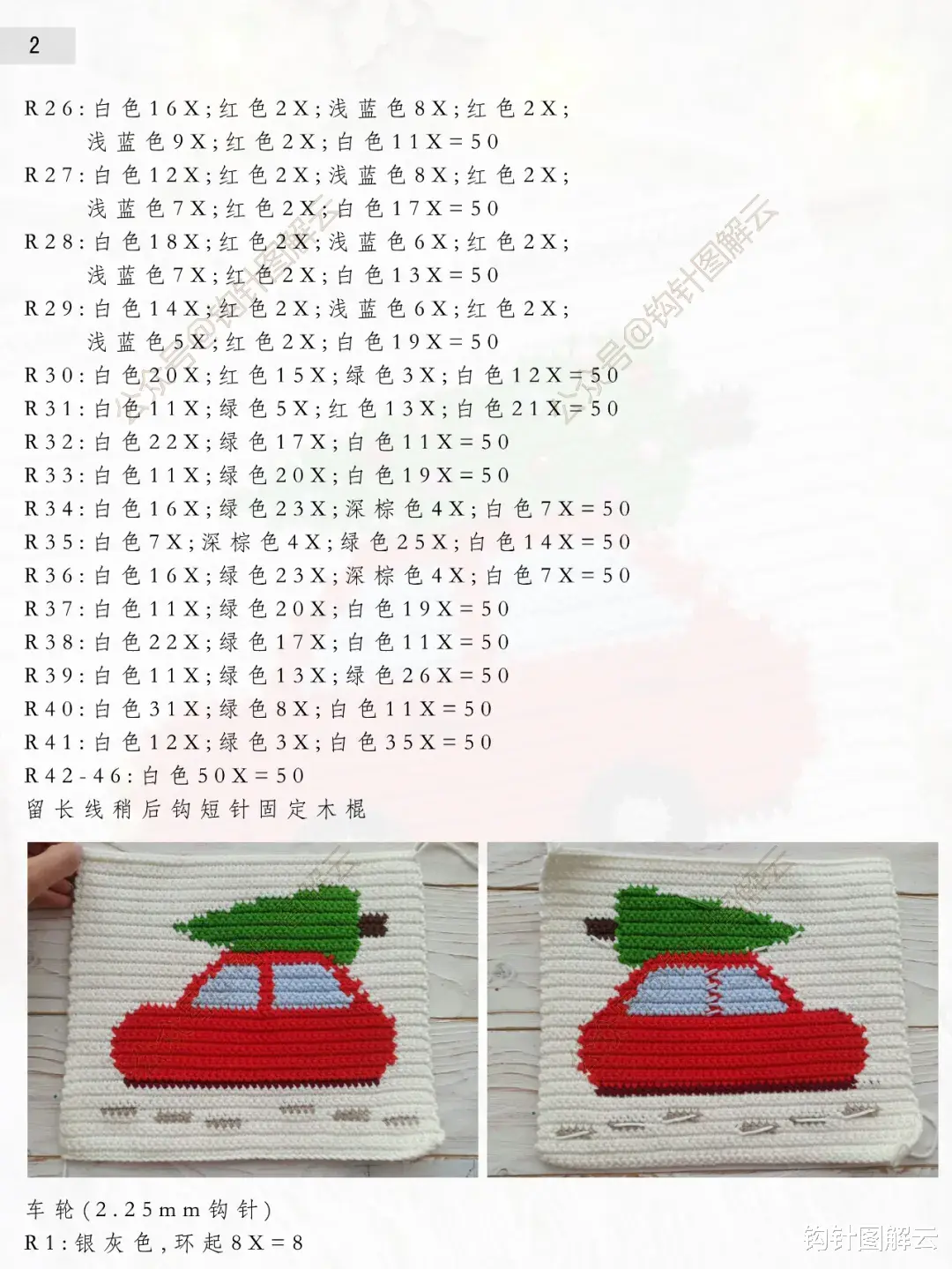 钩针图解｜圣诞挂毯强势登录，送你一辆满载圣诞树的红色小汽车，请注意查收！
