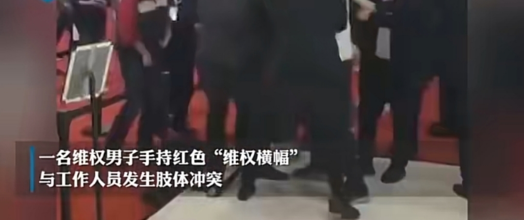 主人公 突发！上海车展特斯拉再遭维权：大汉瞬间制服维权者