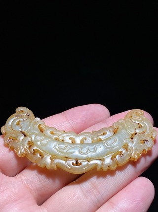 电子商务|明以前 和田玉籽料 白玉 螭龙珮 璜形玉珮