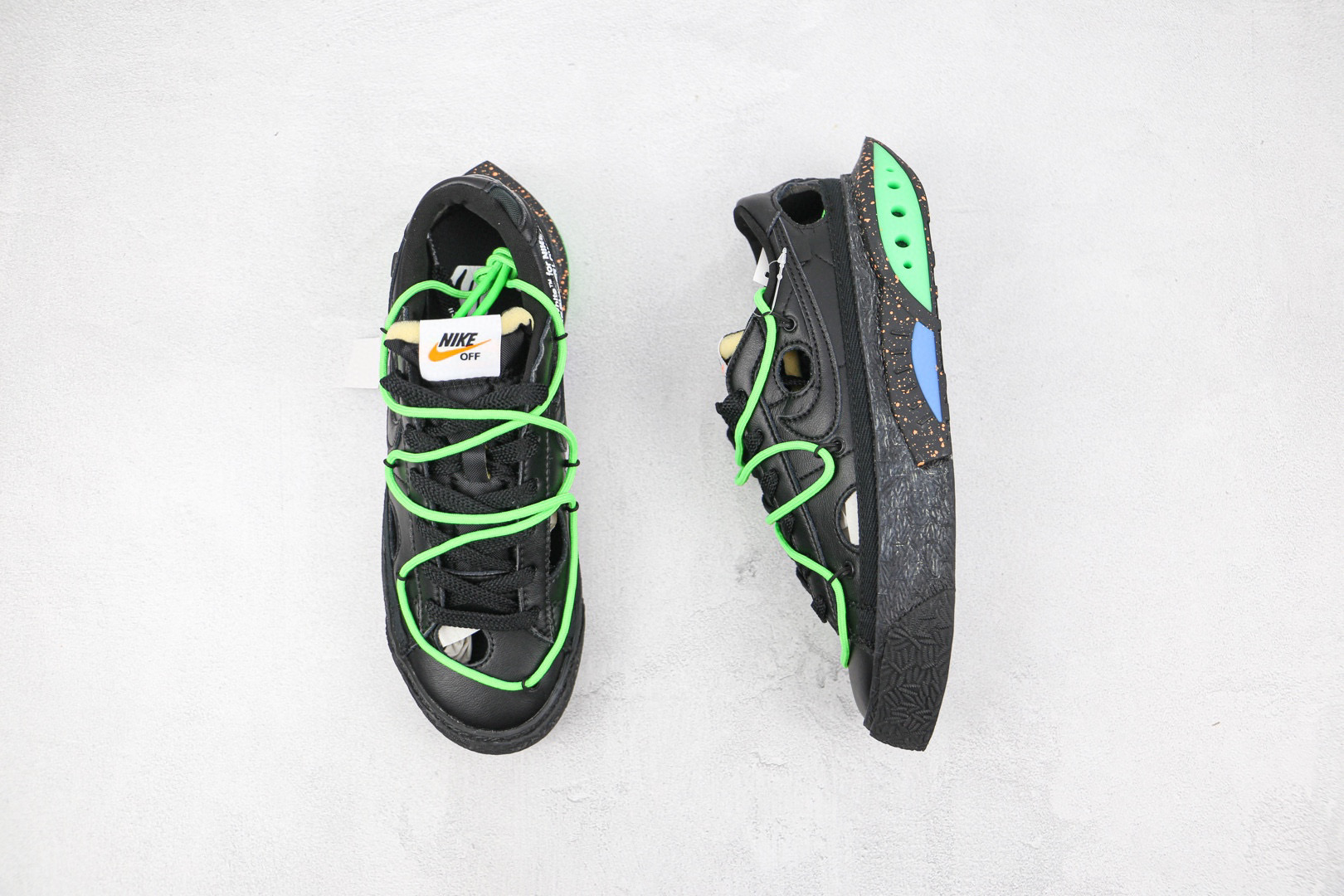 莆田鞋匠 开拓者 OW联名 黑绿绑带Off-White x Nike Blazer Low