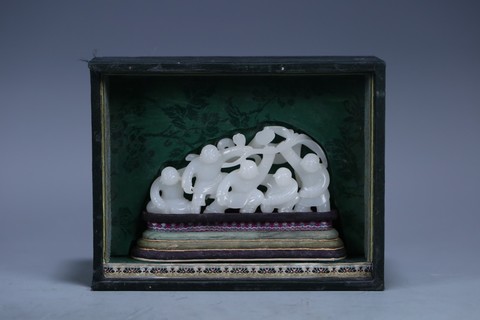 |旧藏 和田玉五子登科摆件