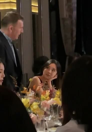 杨幂|杨幂晚宴盛装，老外发言她不语，喝红酒微醺更迷人