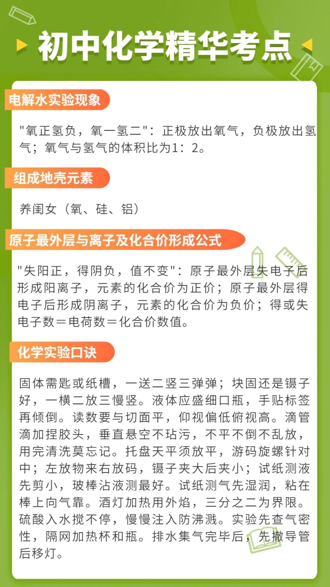|初三化学：8张图概括核心考点，次次都考！
