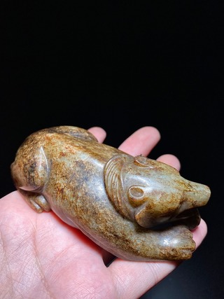 和田玉籽料|汉 和田玉籽料沁色 白玉 玉熊