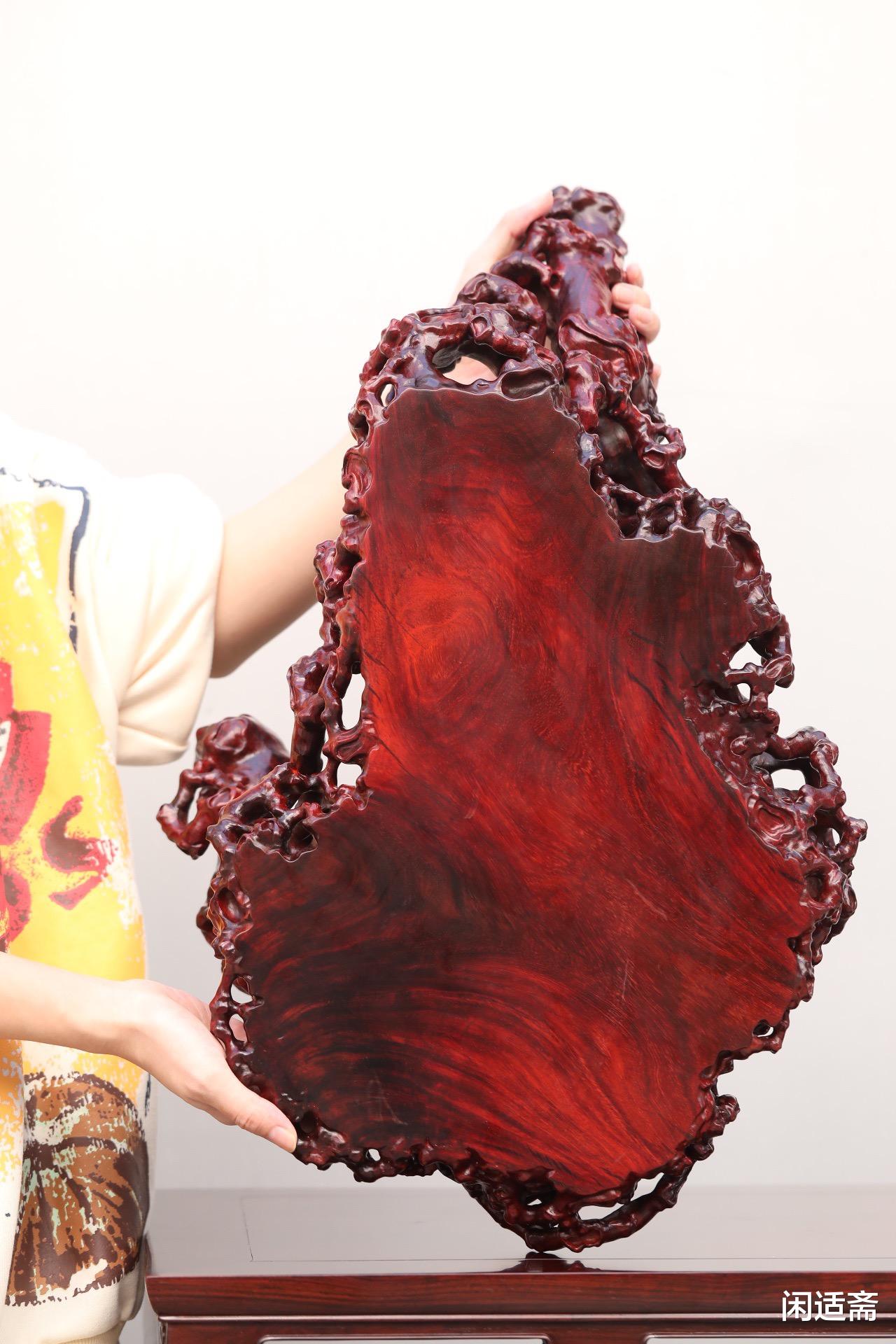 根雕|古雅空灵，小叶紫檀，超大根雕赏几，文人雅室清赏摆件