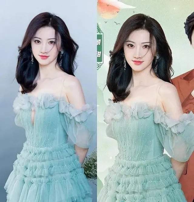 景甜|景甜深V礼服胸前被P掉，新闻女主播却V造型出镜，央视也玩双标？