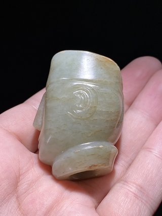 和田玉籽料|汉 和田玉籽料 籽玉 玉人首 俑首 把件