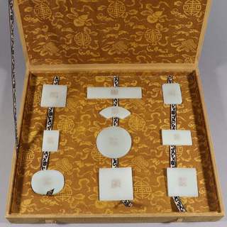 和田玉籽料|清乾隆 和田玉籽料刻诗文一套