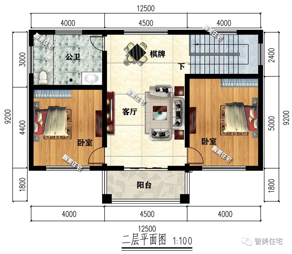卧室|两层只有三个卧室的小别墅，有钱花在刀刃上，这样建房真省钱