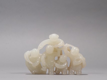 |和田玉五子登科摆件