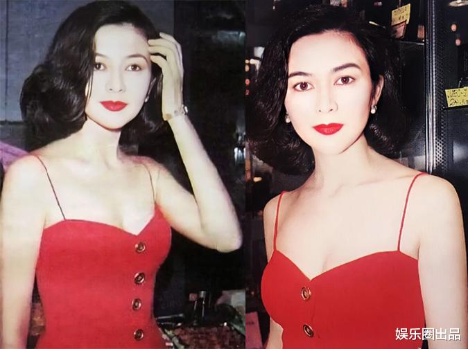 言承旭|关之琳拍戏旧照曝光，穿吊带裙涂红色唇彩，造型靓丽女团味十足