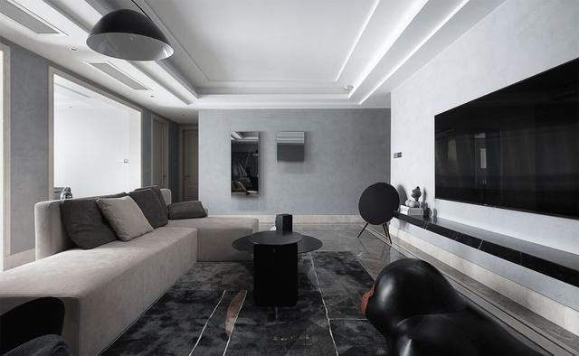 |180㎡现代简约,黑白灰的空间,营造出时尚高级的质感