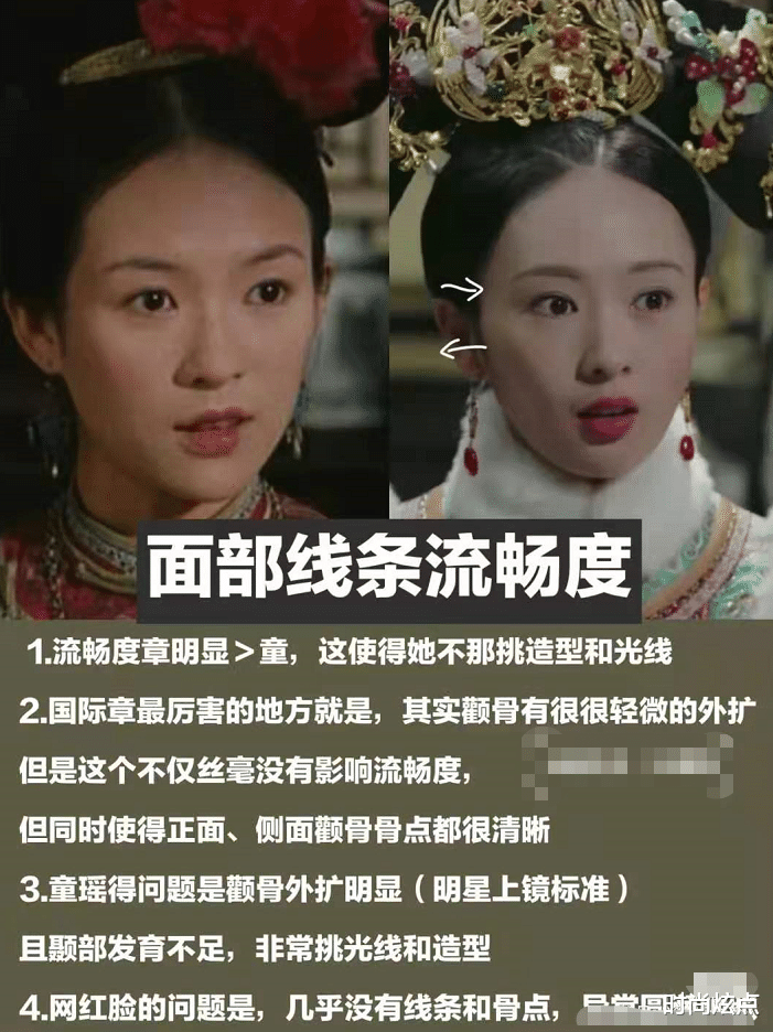 章子怡|电影脸和电视剧脸的差距，可以看章子怡和童瑶，脸型优点一目了然