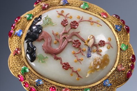 |和田玉花丝如意摆件