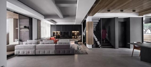 |400㎡现代，简约高级灰，加入红色的点缀，营造时尚高级的美