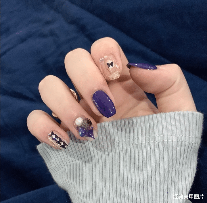 运动|优雅高级的紫色美甲，贵族大小姐风范